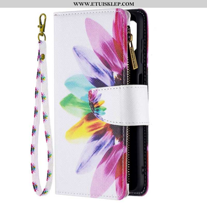 Etui Folio do Samsung Galaxy M32 Kieszonka Zapinana Na Zamek W Kwiaty